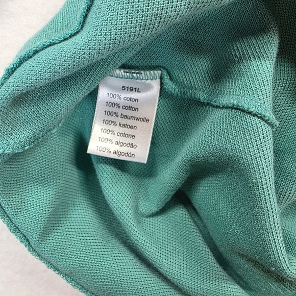 Lacoste Men's Pique Polo Shirt Size 5 L Teal Green Crocodile Logo 100% Cotton - Picture 4 of 8